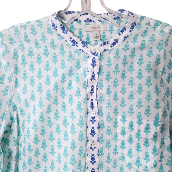 J.Crew Women Sz8 Thistle Print Lightweight Cotton Long-Sleeve Popover Tunic Top - Picture 3 of 13